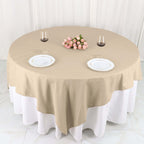 Polyester 90"x90" Table Overlay Square Tablecloth Nude - Wrinkle-Resistant & Durable Table Cover