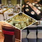 5 Pack Satin Spandex Chair Sashes Pink - Rosette Design Stretch Chair Bands 6"x14"