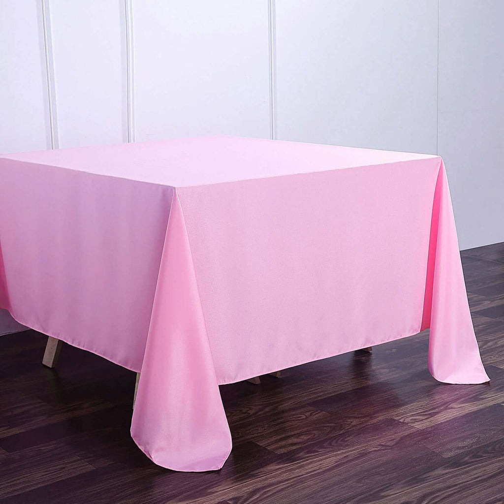 Polyester Square 90"x90" Tablecloth Pink - Wrinkle-Resistant & Durable Table Cover