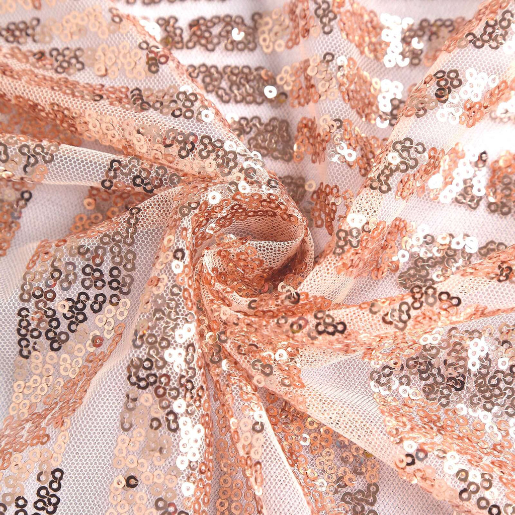 Sequin 90"x132" Rectangle Tablecloth Rose Gold - Seamless Diamond Table Cover