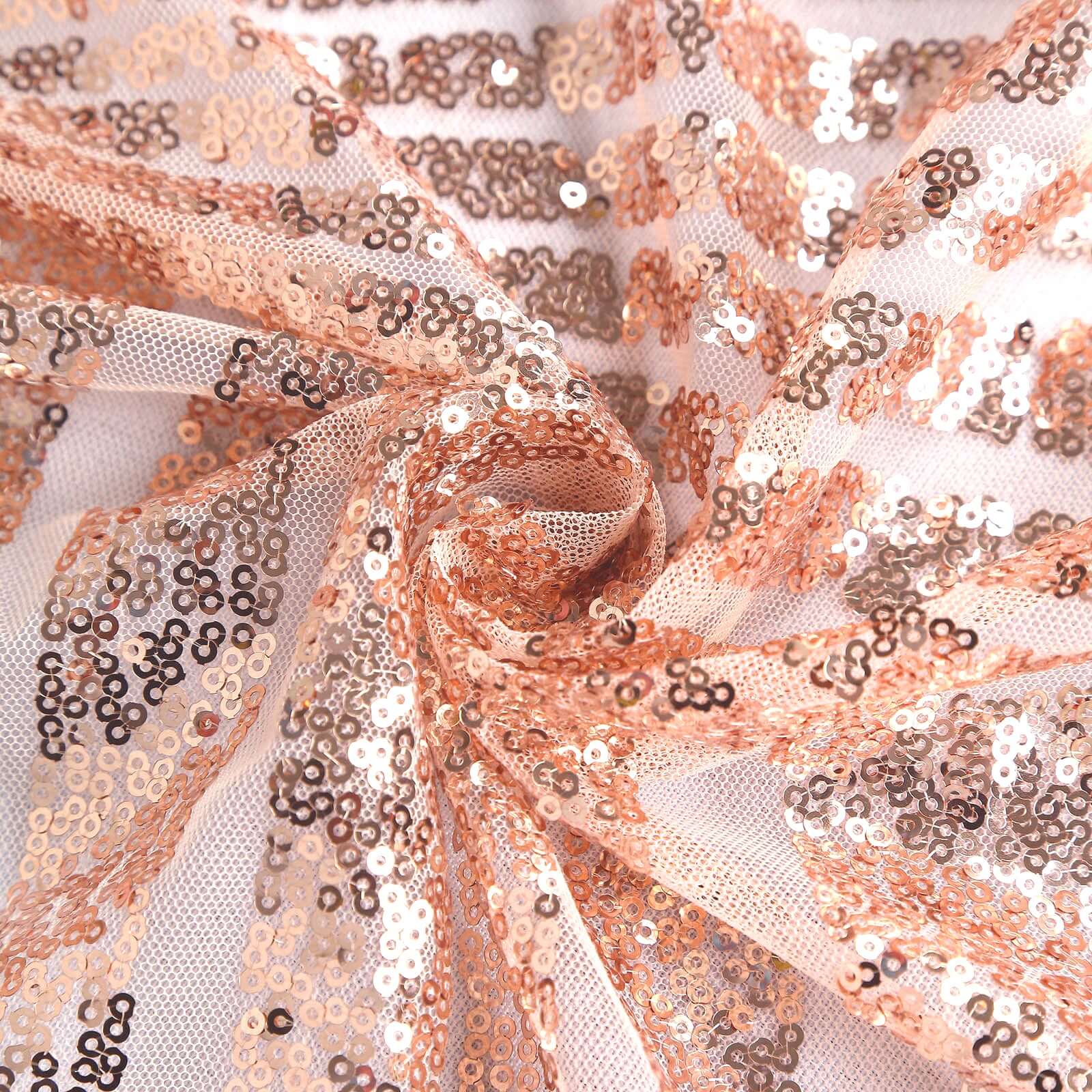 Sequin 90"x132" Rectangle Tablecloth Rose Gold - Seamless Diamond Table Cover