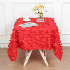 Taffeta 54"x54" Square Tablecloth Red 3D Leaf Petal Table Cover