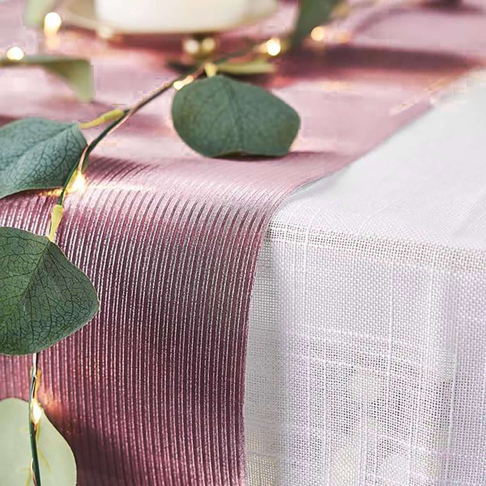 Glitter Paper 9ft Table Runner Roll Rose Gold Disposable Ridge Pattern Table Decor