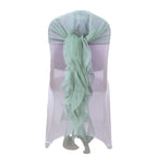Chiffon Chair Sash with Curly Design Eucalyptus Sage - Stylish Chair Decorations