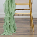 Chiffon Chair Sash with Curly Design Sage Green - Stylish Chair Decorations