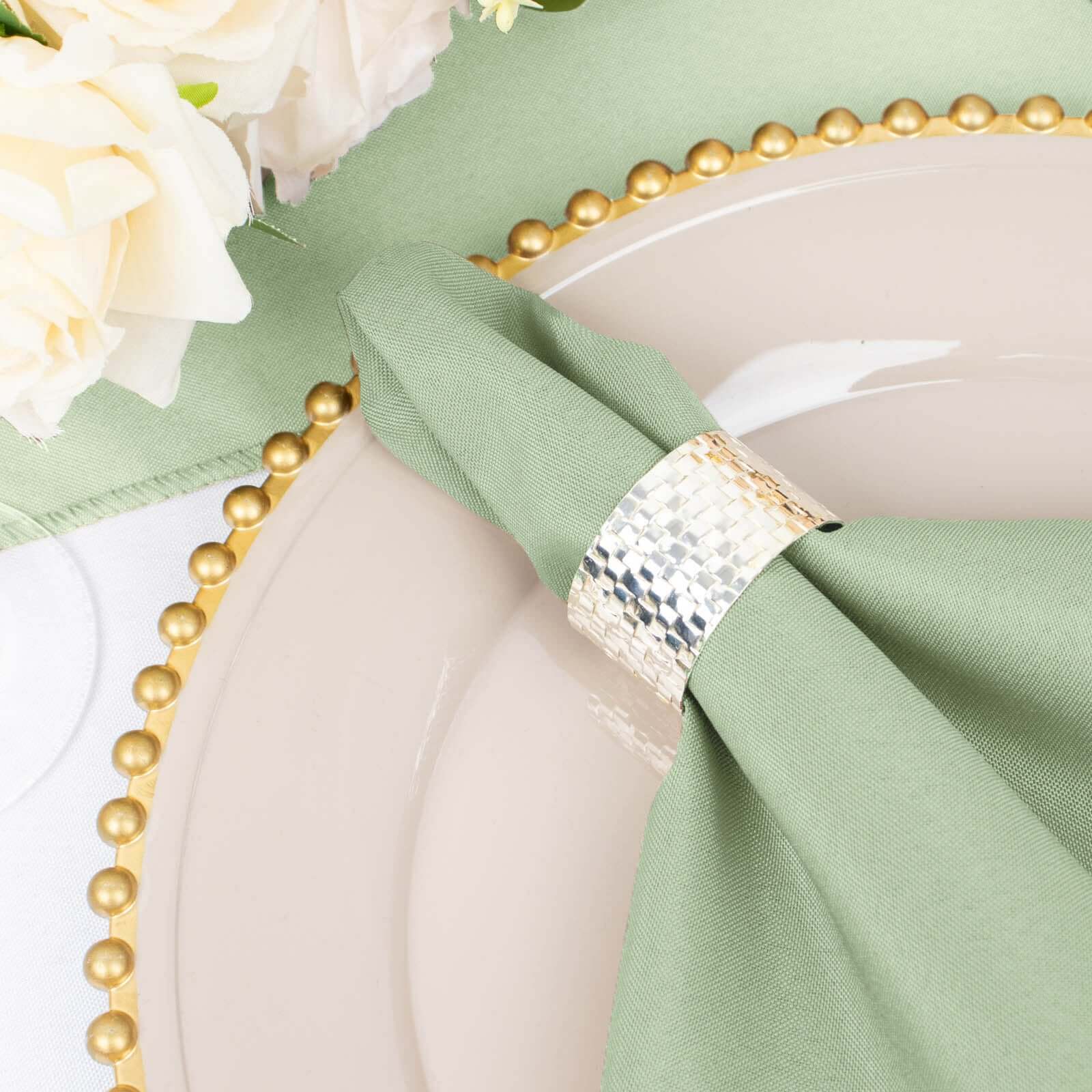 5 Pack Polyester 20"x20" Napkins Sage Green - Wrinkle Resistant & Easy Care Cloth Napkins