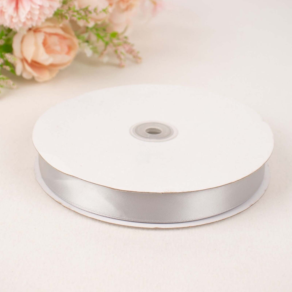 100 Yards 7/8" Silver Single Face Decorative Satin Ribbon