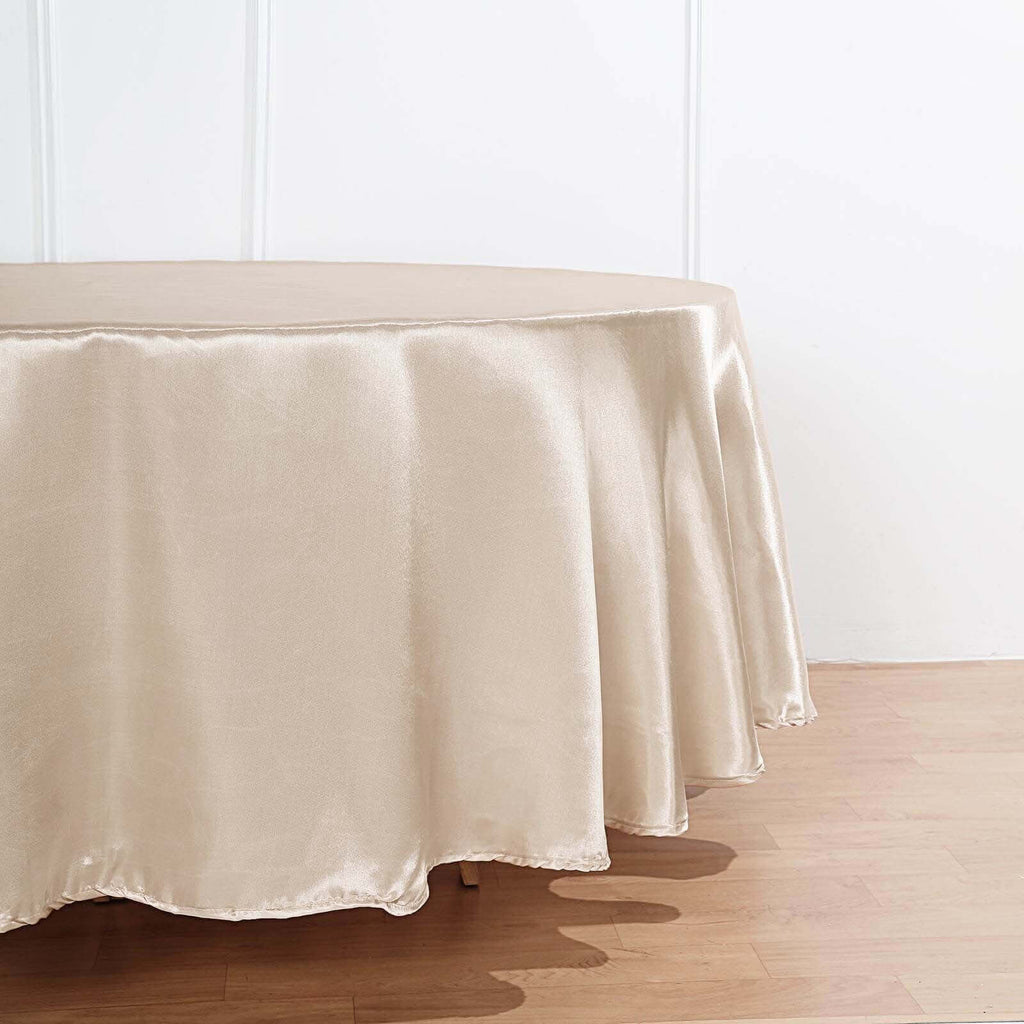 Satin 108" Round Tablecloth Beige - Smooth and Lustrous Table Cover