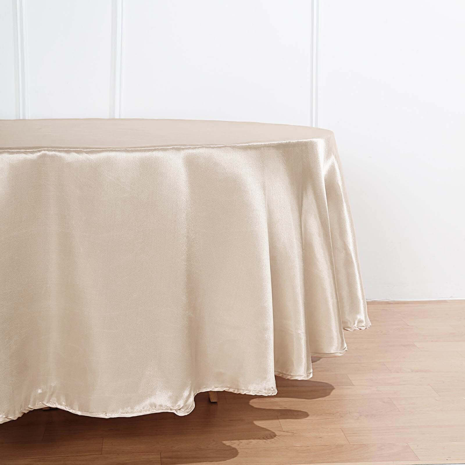 Satin 108" Round Tablecloth Beige - Smooth and Lustrous Table Cover