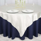 Satin 72"x72" Table Overlay Square Tablecloth Ivory - Smooth Finish Table Cover