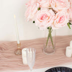 2 Bushes 17" Blush Premium Silk Jumbo Rose Flower Bouquet, High Quality Artificial Wedding Floral Arrangements