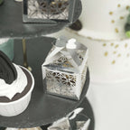 25 Pack Silver Butterfly Top Laser Cut Lace Favor Candy Gift Boxes