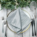 5 Pack Taffeta 20"x20" Napkins Silver - Accordion Crinkle Dinner Napkins
