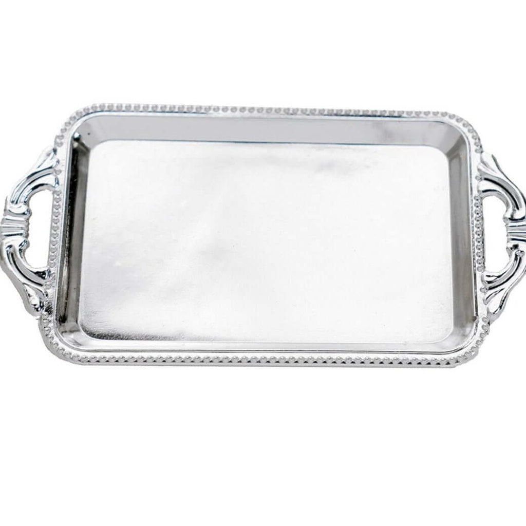 12-Pack Display Trays Party Favor Rectangular Design Silver - Mini Serving Platters for Candy and Desserts 4"