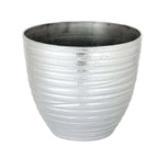 12" Metallic Silver Textured Finish Large Indoor Flower Plant Pot, Decorative Indoor Outdoor Planter