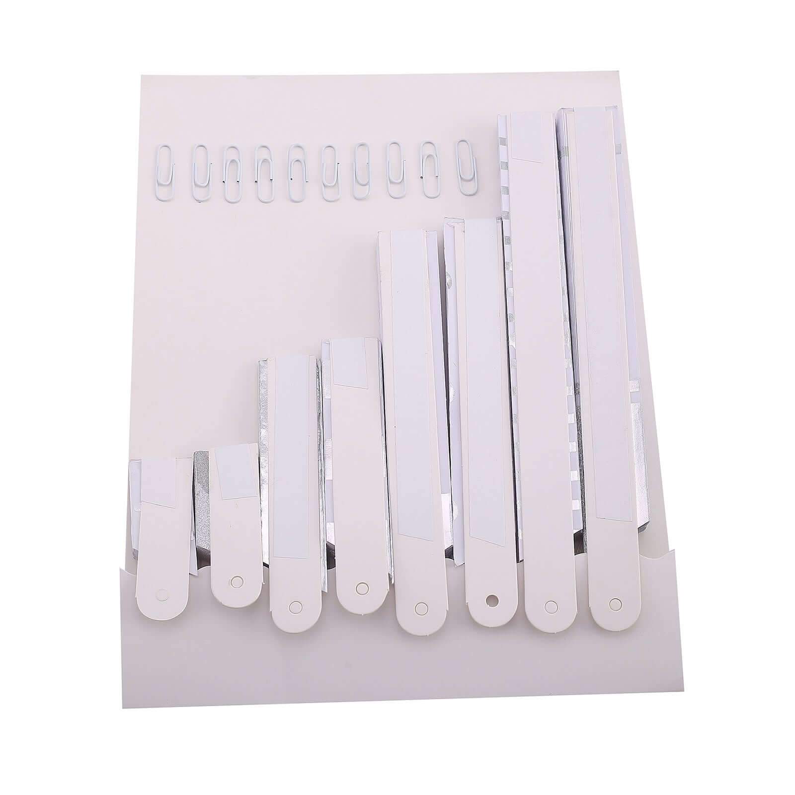 Set of 8 Silver White Hanging Paper Fan Decorations, Pinwheel Wall Backdrop Party Kit - 4", 8", 12", 16"