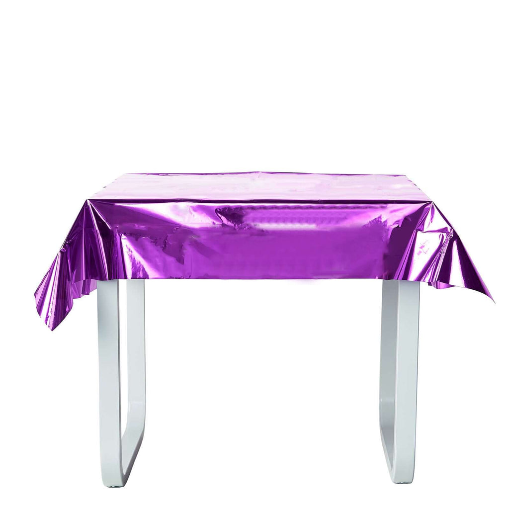 Metallic Foil Tablecloth Square Purple - Stylish Disposable Party Cover 50"x50"