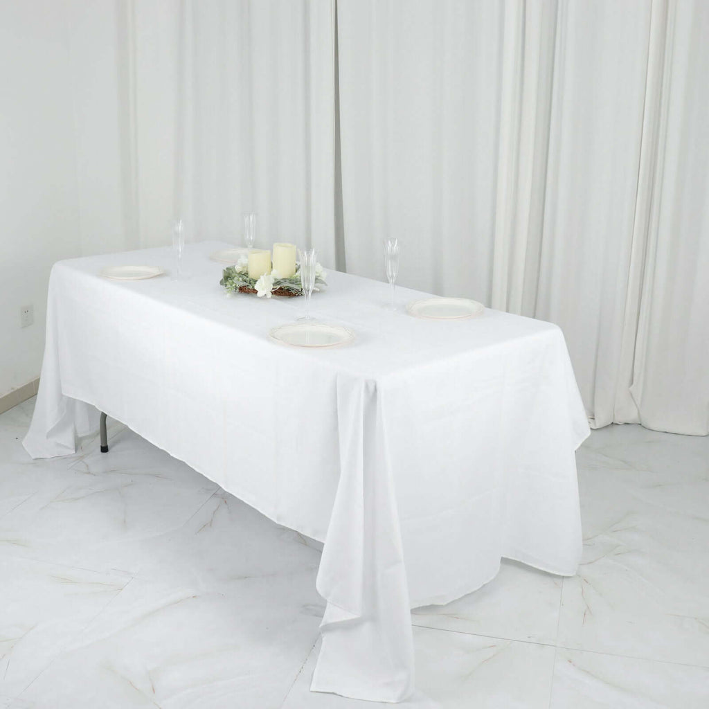 Polyester 60"x126" Rectangle Tablecloth White - Wrinkle-Resistant Table Cover for Weddings & Parties