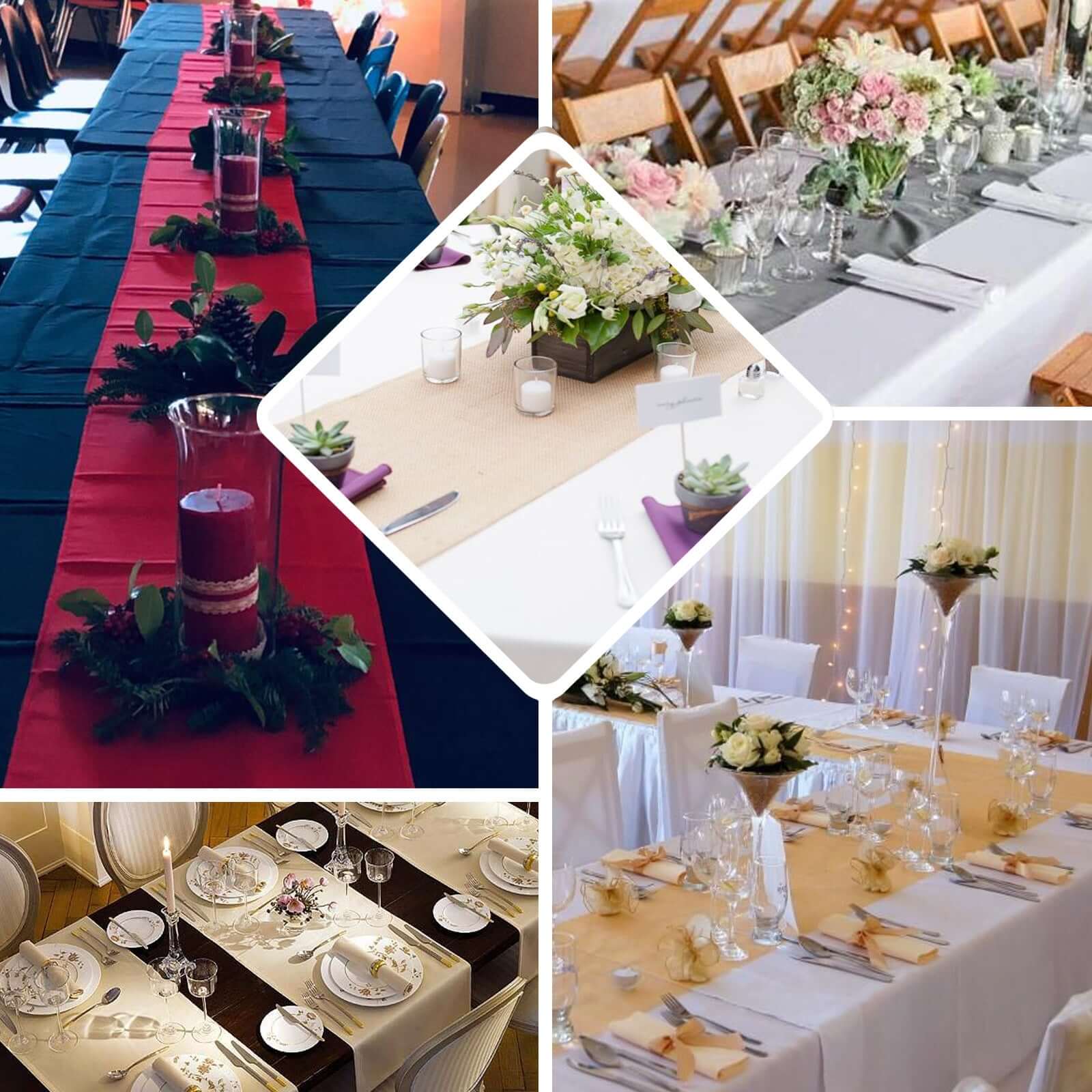 Polyester 12"x108" Table Runner White - Durable & Wrinkle-Resistant Table Decor for All Occasions