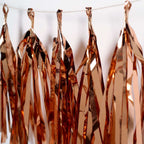 7.5ft Long Rose Gold Hanging Foil Tassel Garland, Metallic Tinsel Fringe Banner Party Streamer Backdrop Decorations