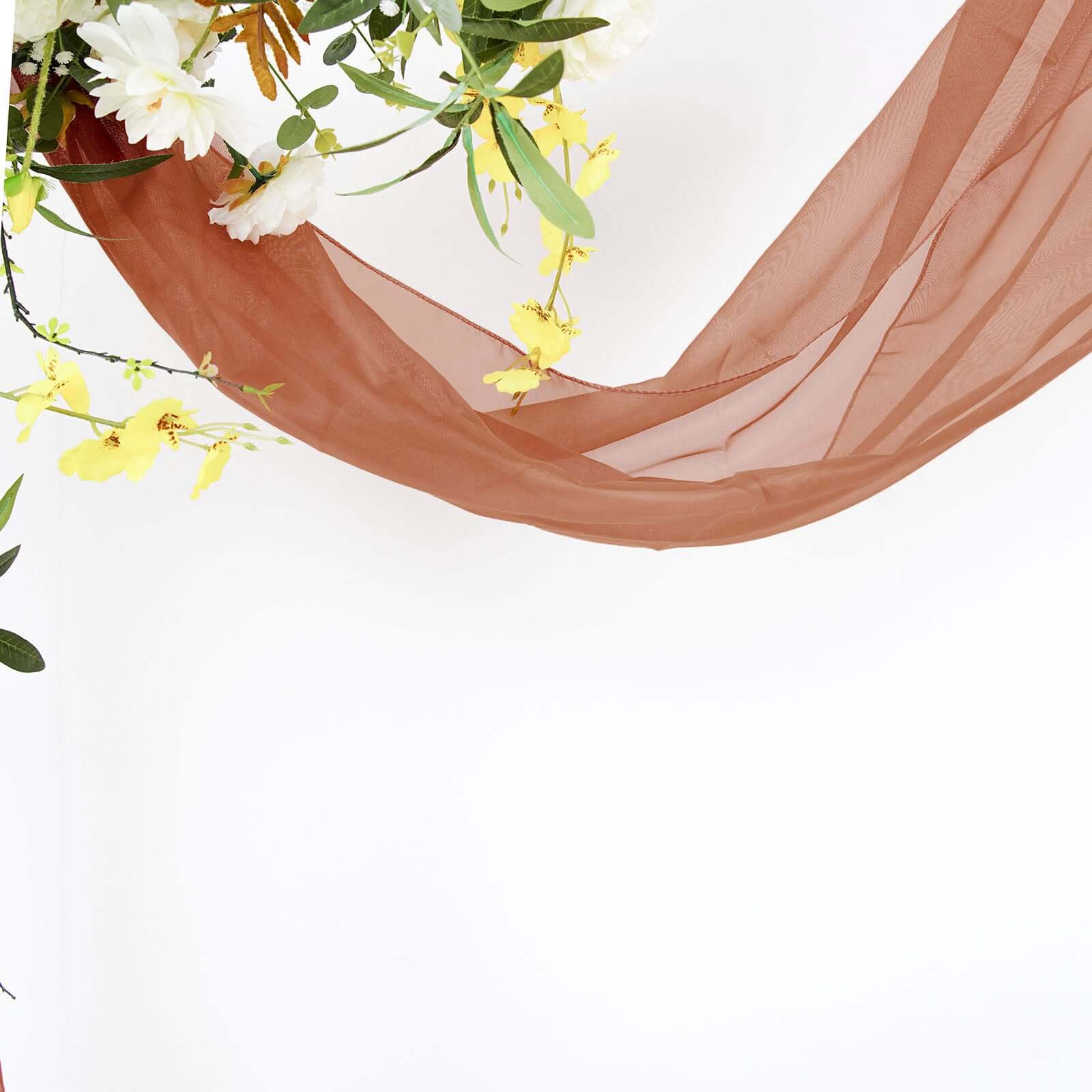 18ft Terracotta (Rust) Sheer Organza Wedding Arch Drapery Fabric, Window Scarf Valance