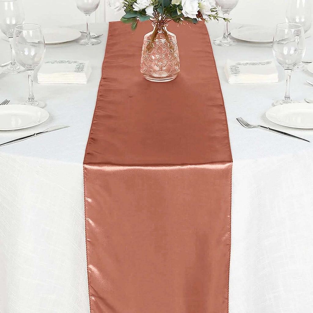Satin 12"x108" Table Runner Terracotta (Rust) - Stylish Table Linen
