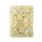 13 Sq ft. White Champagne UV Protected Assorted Flower Wall Mat Backdrop - 4 Artificial Panels