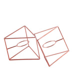 Set of Metal Candle Holders Linked Geometric Design Rose Gold - Chic Votive Glass Decor for Events & Gatherings 9"