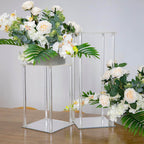Acrylic Flower Vase Pillar Stand with Square Mirror Base Clear - Versatile Wedding Table Centerpiece 24"