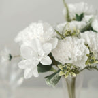 3 Pack 14" White Artificial Silk Carnation Flower Arrangements, Faux Floral Bouquets Bushes