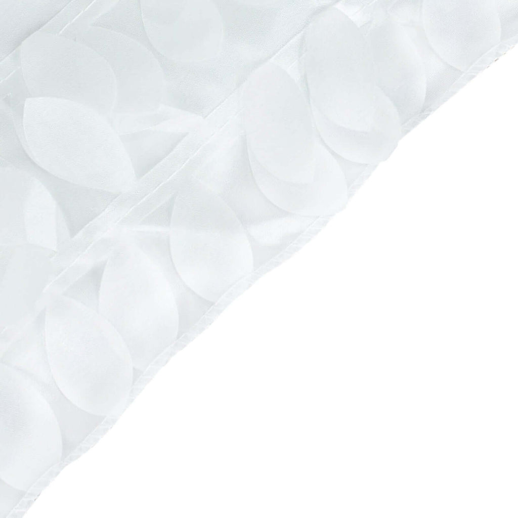 Taffeta 54"x54" Table Overlay Square Tablecloth White | Exquisite 3D Leaf Petal Design for Chic Wedding & Event Decor