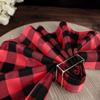 5 Pack Polyester 15"x15" Napkins Black/Red Buffalo Plaid Gingham Style Cloth Napkins