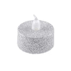 12-Pack LED Tealight Candles Glitter Silver Design - Flameless Battery Operated Tea Lights