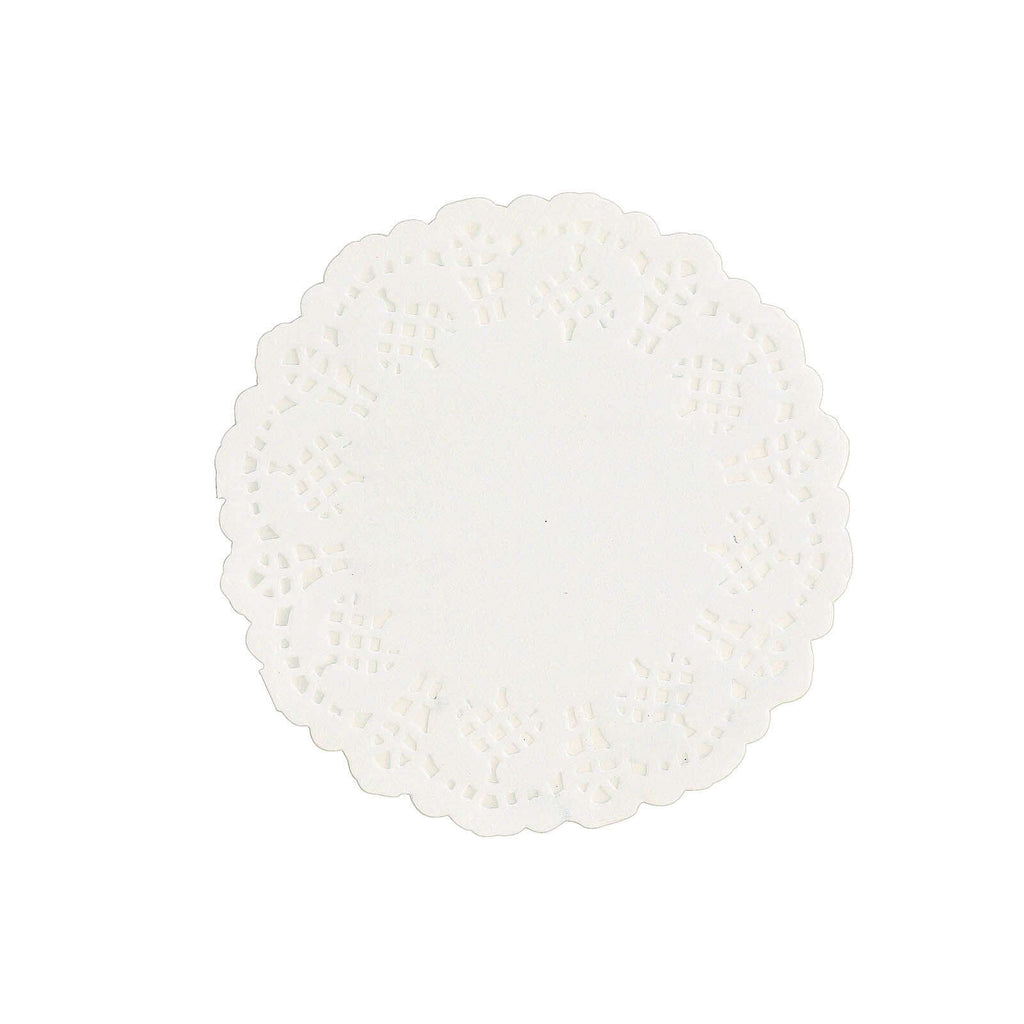 100 Pcs Paper 4" Round Placemats in White - Food Grade Lace Paper Doilies for Dessert Display & Table Decor