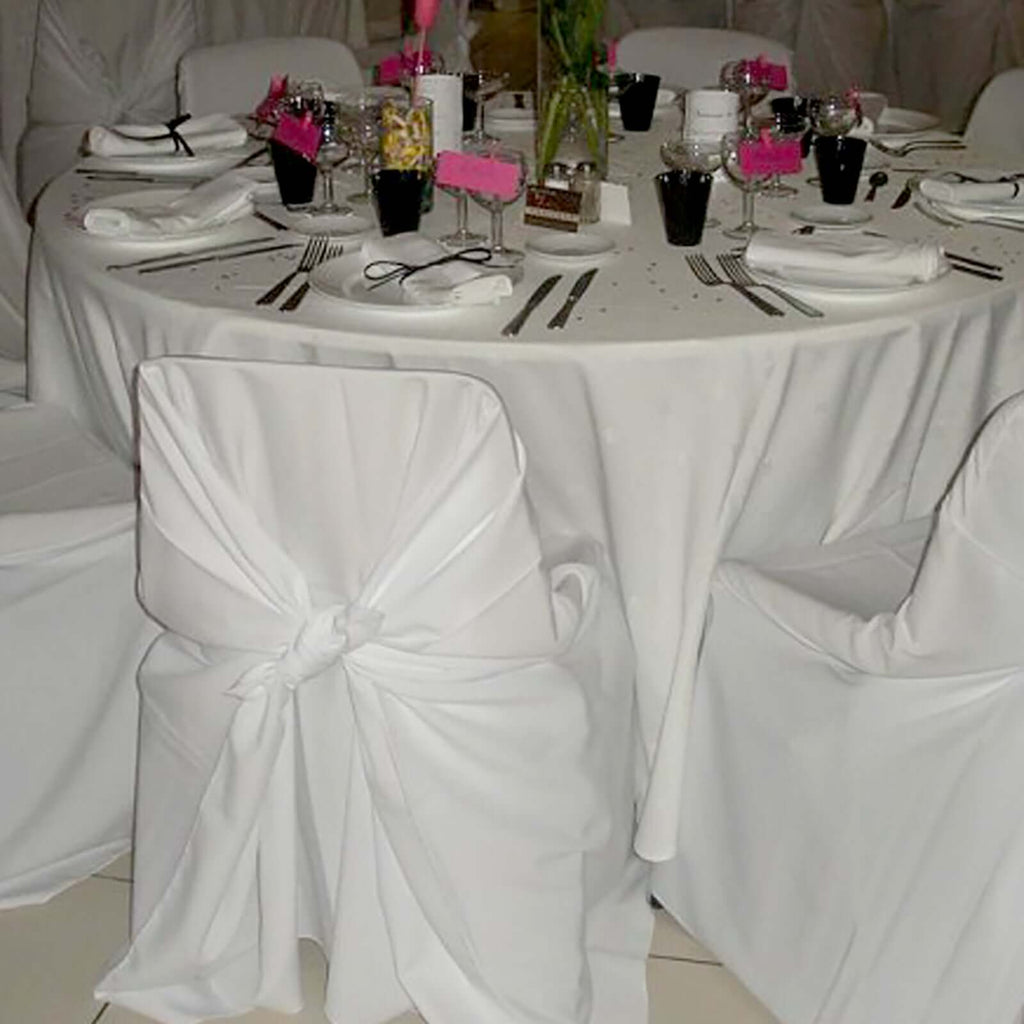 Polyester Chair Cover Self-Tie Universal Design White - Durable Slip-On Cover for Folding, Dining, Banquet & Standard Chairs