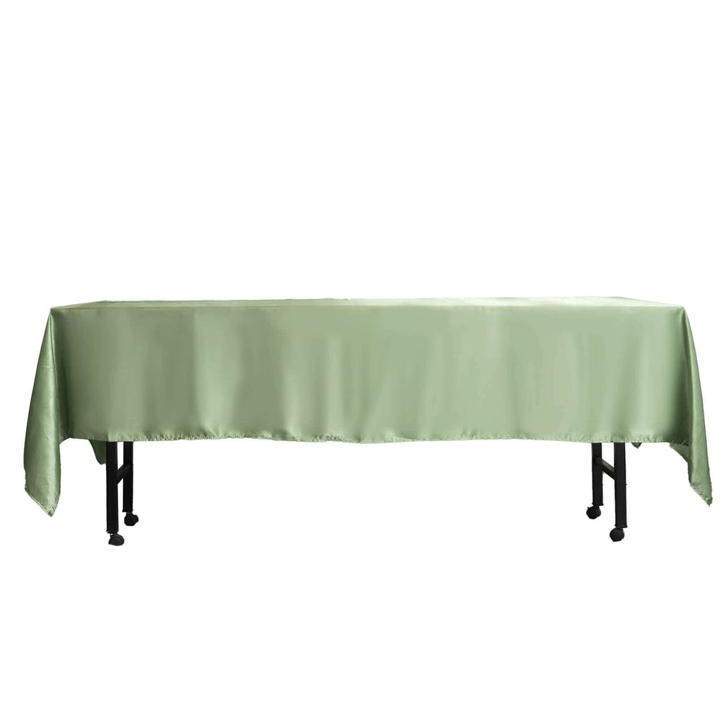 Satin Rectangular 60"x102" Tablecloth Sage Green - Smooth and Lustrous Table Cover