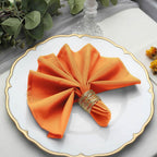 5 Pack Polyester 17"x17" Napkins Orange - Durable & Wrinkle Resistant Dinner Napkins