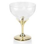 6-Pack Plastic Champagne Glasses Gold Hard Material - Durable Disposable Goblets for Wine 5oz