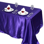 Satin Rectangular 90"x132" Tablecloth Purple - Seamless Table Cover