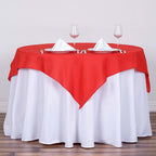Polyester 54"x54" Table Overlay Square Tablecloth Red - Wrinkle-Resistant & Durable Table Cover