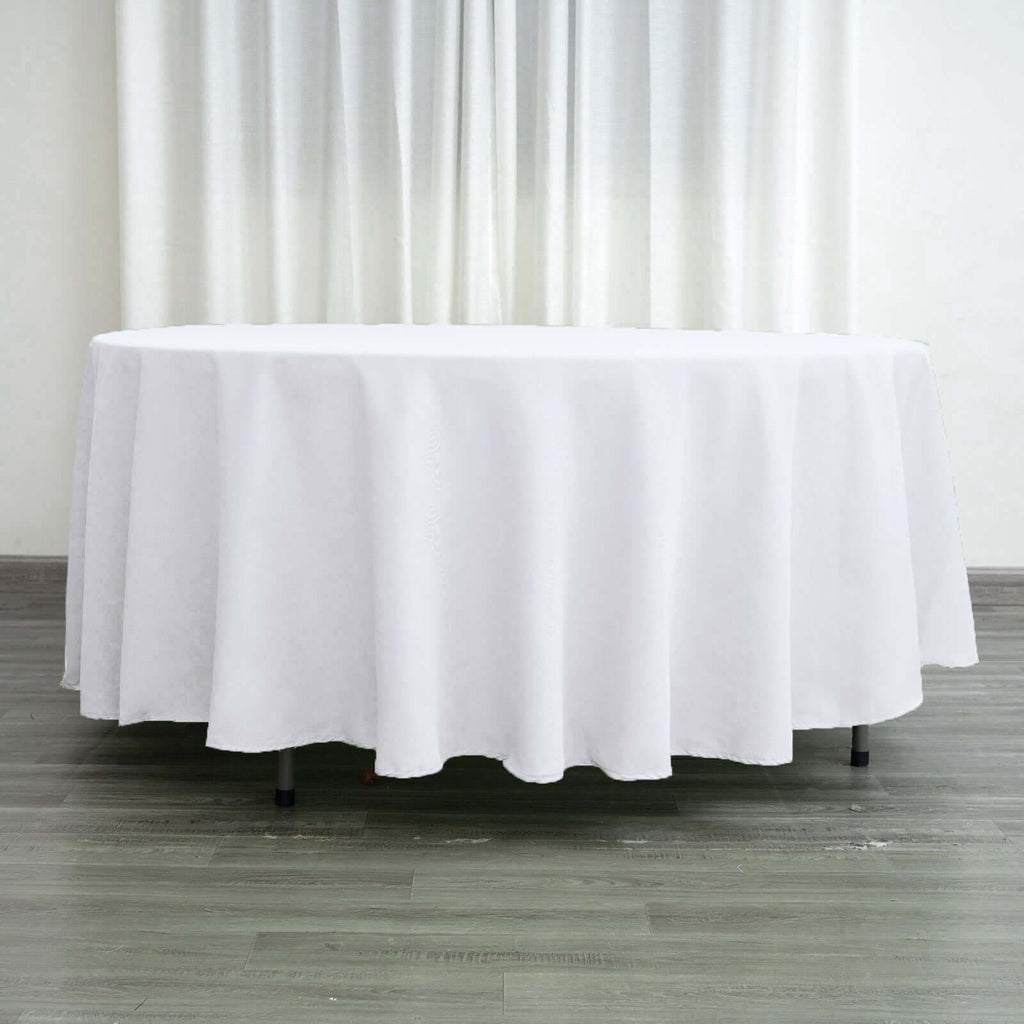 Polyester 108" Round Tablecloth White - Wrinkle-Resistant and Stylish Table Cover