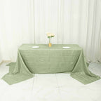 Taffeta 90"x156" Rectangle Tablecloth Sage Green - Accordion Crinkle Seamless Table Cover