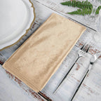 5 Pack Premium Velvet 20"x20" Napkins Champagne - Soft Sheen Finish Cloth Napkins