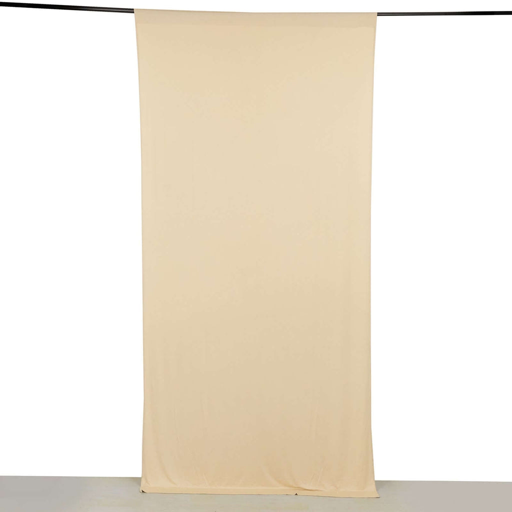 Beige 4 - Way Stretch Spandex Event Curtain Drapes, Wrinkle Free Backdrop Event Panel with Rod Pockets - 5ftx10ft - Bell Racket Store