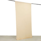 Beige 4 - Way Stretch Spandex Event Curtain Drapes, Wrinkle Free Backdrop Event Panel with Rod Pockets - 5ftx10ft - Bell Racket Store