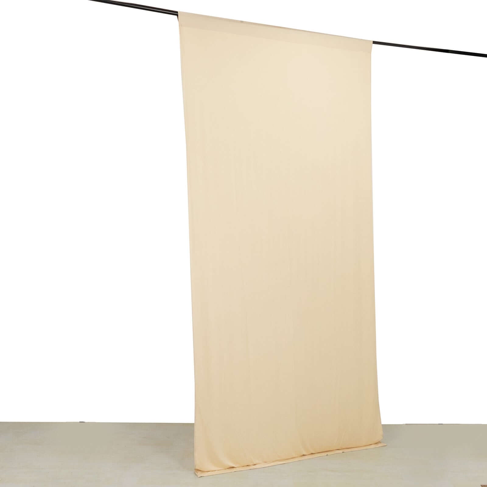 Beige 4 - Way Stretch Spandex Event Curtain Drapes, Wrinkle Free Backdrop Event Panel with Rod Pockets - 5ftx10ft - Bell Racket Store