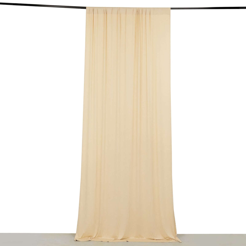 Beige 4 - Way Stretch Spandex Event Curtain Drapes, Wrinkle Free Backdrop Event Panel with Rod Pockets - 5ftx10ft - Bell Racket Store