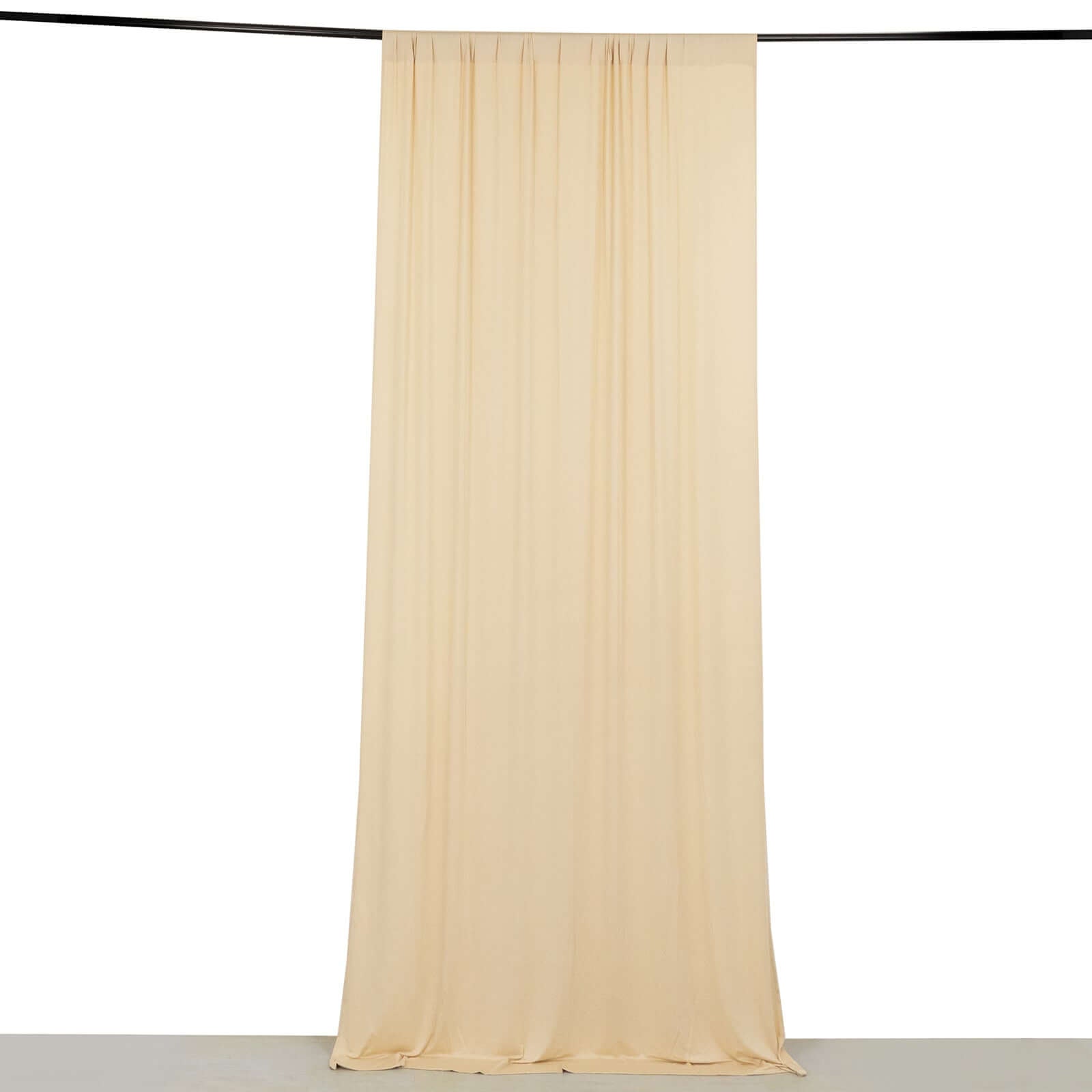 Beige 4 - Way Stretch Spandex Event Curtain Drapes, Wrinkle Free Backdrop Event Panel with Rod Pockets - 5ftx10ft - Bell Racket Store