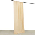 Beige 4 - Way Stretch Spandex Event Curtain Drapes, Wrinkle Free Backdrop Event Panel with Rod Pockets - 5ftx10ft - Bell Racket Store