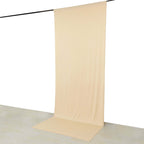 Beige 4 - Way Stretch Spandex Event Curtain Drapes, Wrinkle Free Backdrop Event Panel with Rod Pockets - 5ftx12ft - Bell Racket Store